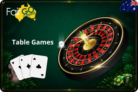 Fair Go Casino blackjack and roulette tables